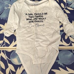 CHANEL White Bodysuit with Inspirational Quote